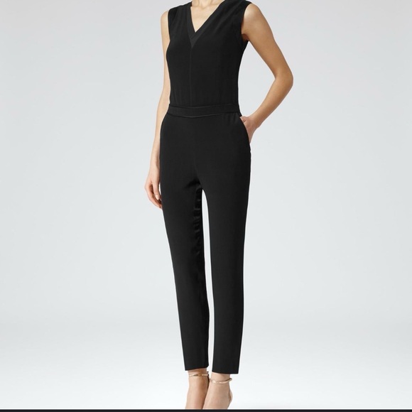 Reiss Roana Satin Trim Jumpsuit - Picture 1 of 10